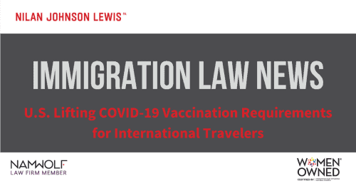 Newsroom image for the post U.S. to Lift COVID-19 Vaccination Requirement for International Air Travelers